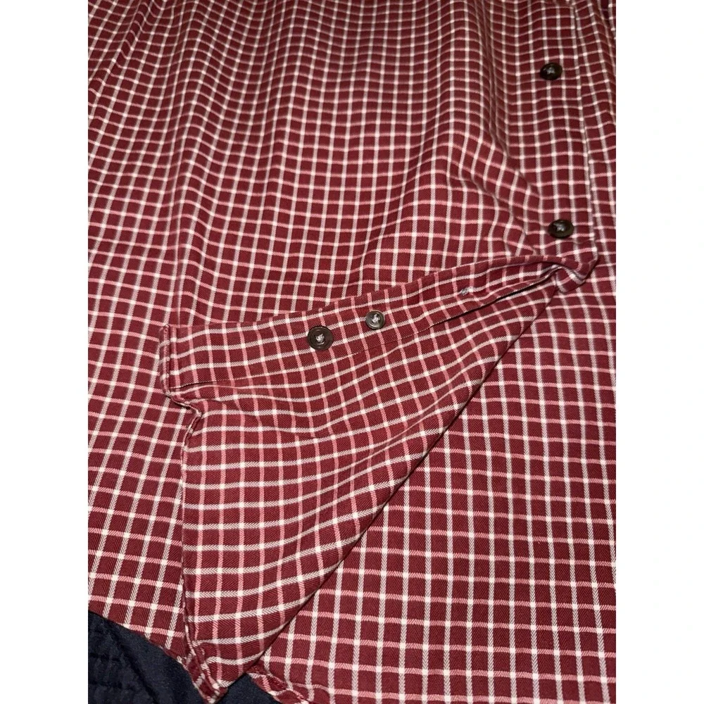 Banana Republic Shirt Mens Size Large Burgundy Check Plaid Button Up Relaxed Fit